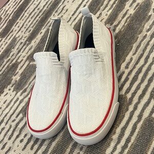 Tommy Hilfiger White Slip-On Flats with Red Trim